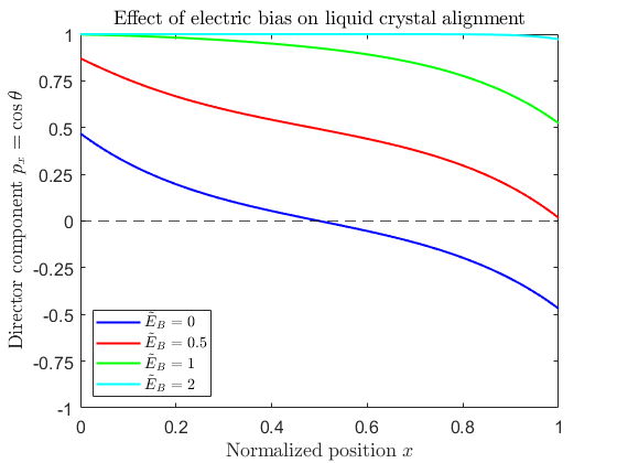 Effect of electric bias on liquid crystal alignment